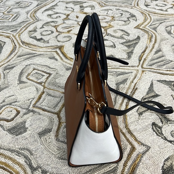 💕 Michael Kors brown black white leather large satchel bag gorgeous 💕 - Picture 5 of 16